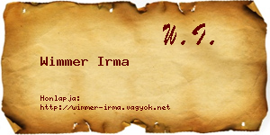 Wimmer Irma névjegykártya